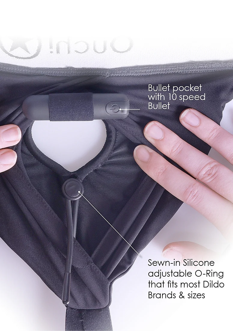 Ouch Vibrating Strap On Thong - Black XS/S - Image 5