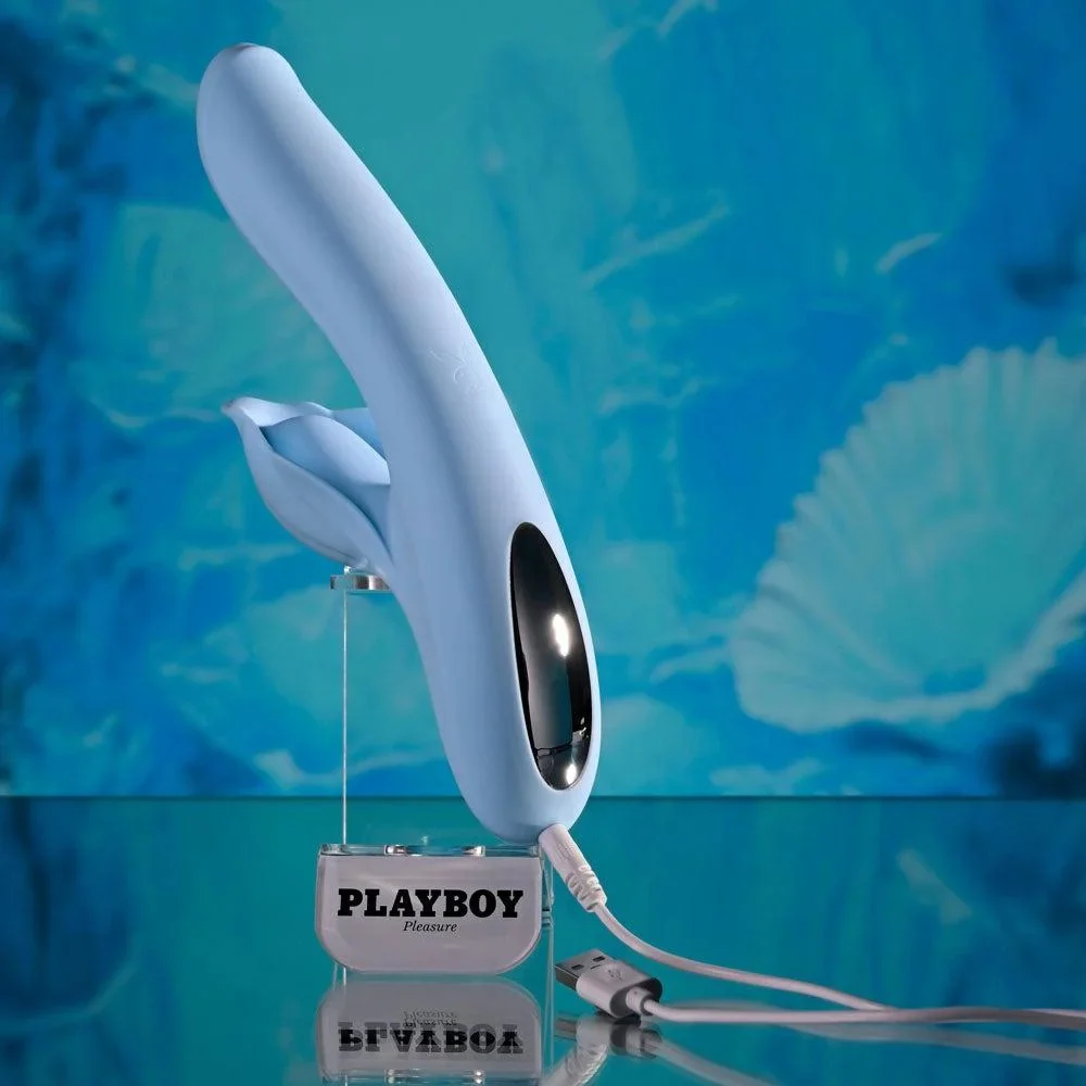 In Bloom Rechargeable Thrusting Tapping & Heating Dual Rabbit Vibrator - Image 4