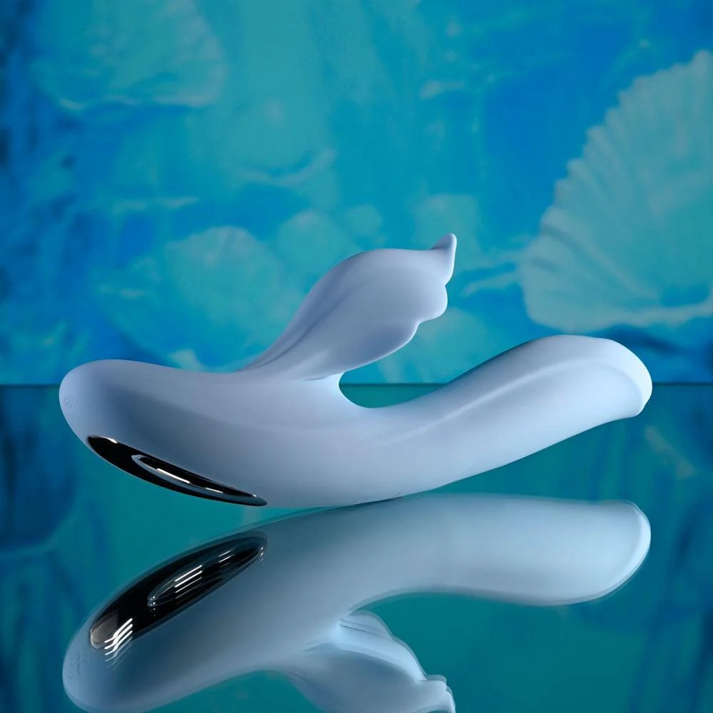 In Bloom Rechargeable Thrusting Tapping & Heating Dual Rabbit Vibrator - Image 7