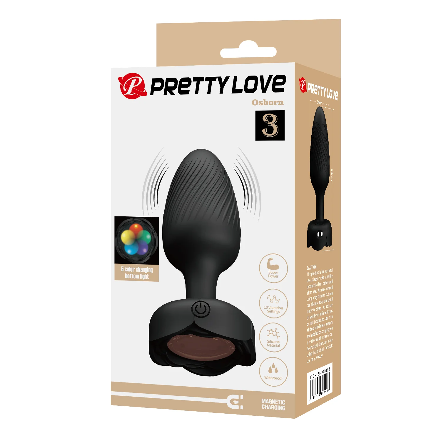 Pretty Love Osborn 3 Vibrating Butt Plug with LED Lights BI-040183 - Image 7