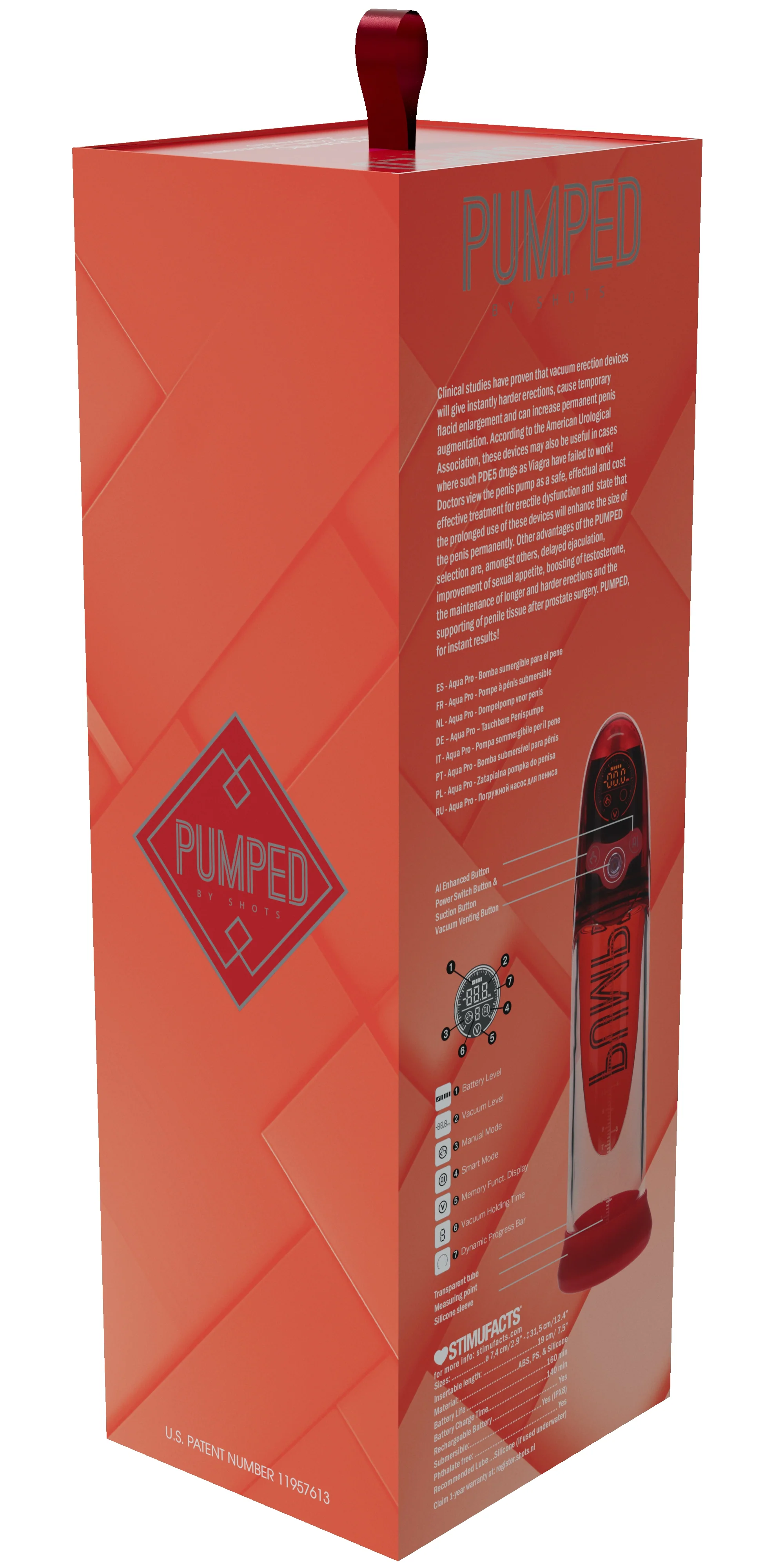 Pumped Aqua Pro Submersible Automatic AI Enabled Penis Pump Red - Image 3