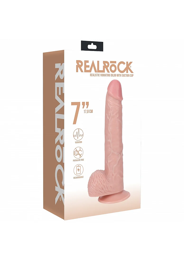 Realrock 7" Vibrating Cock With Balls - Regular Straight - Flesh - Image 2