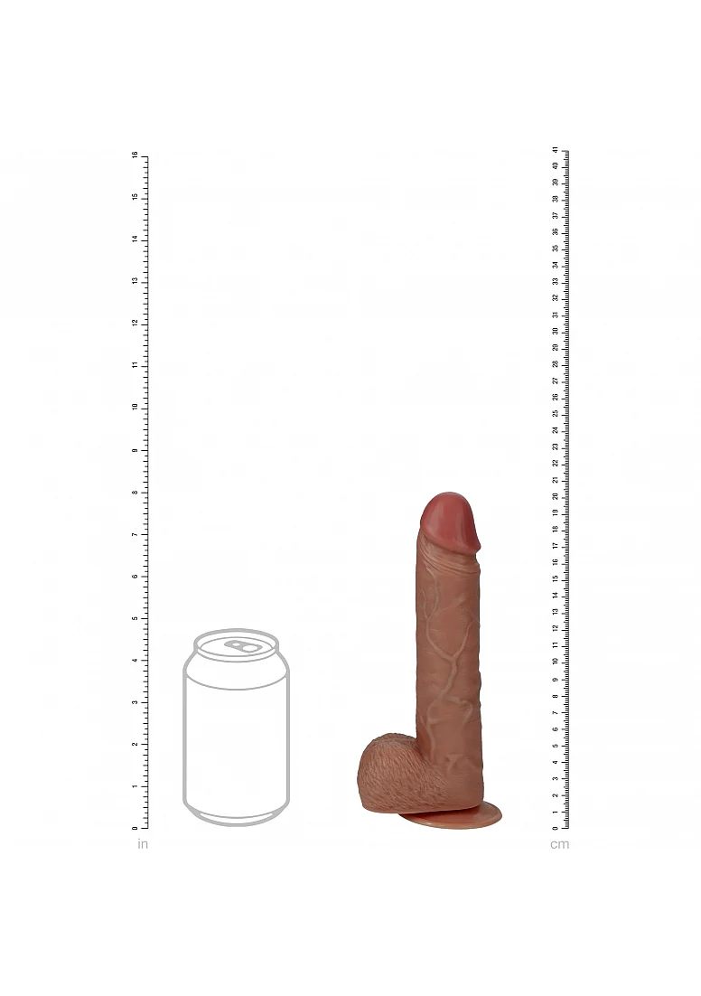 Realrock 8" Vibrating and Thrusting Cock With Balls - Regular Straight - Tan - Image 2