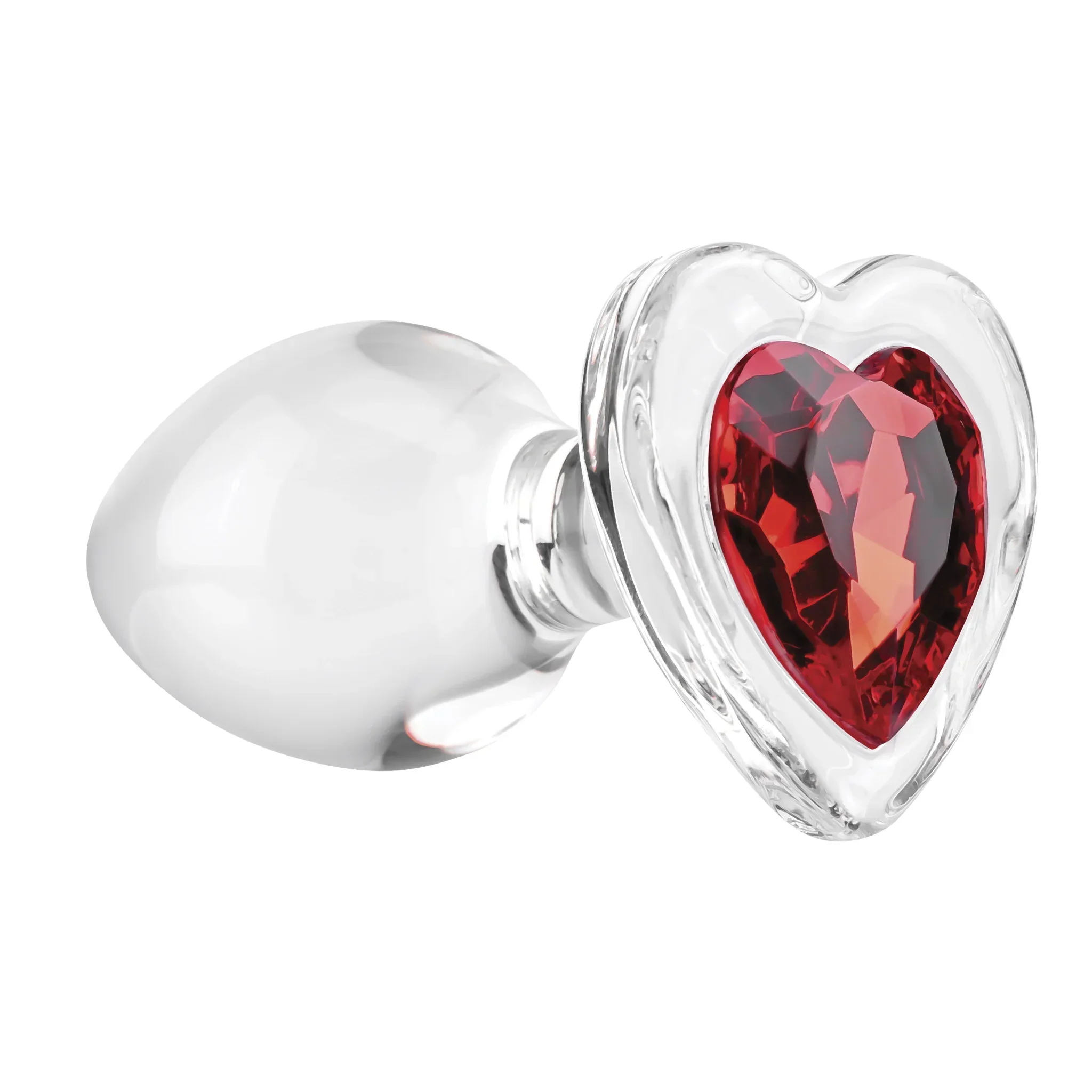 Adam & Eve Red Heart Gem Glass Anal Plug Medium - Image 5