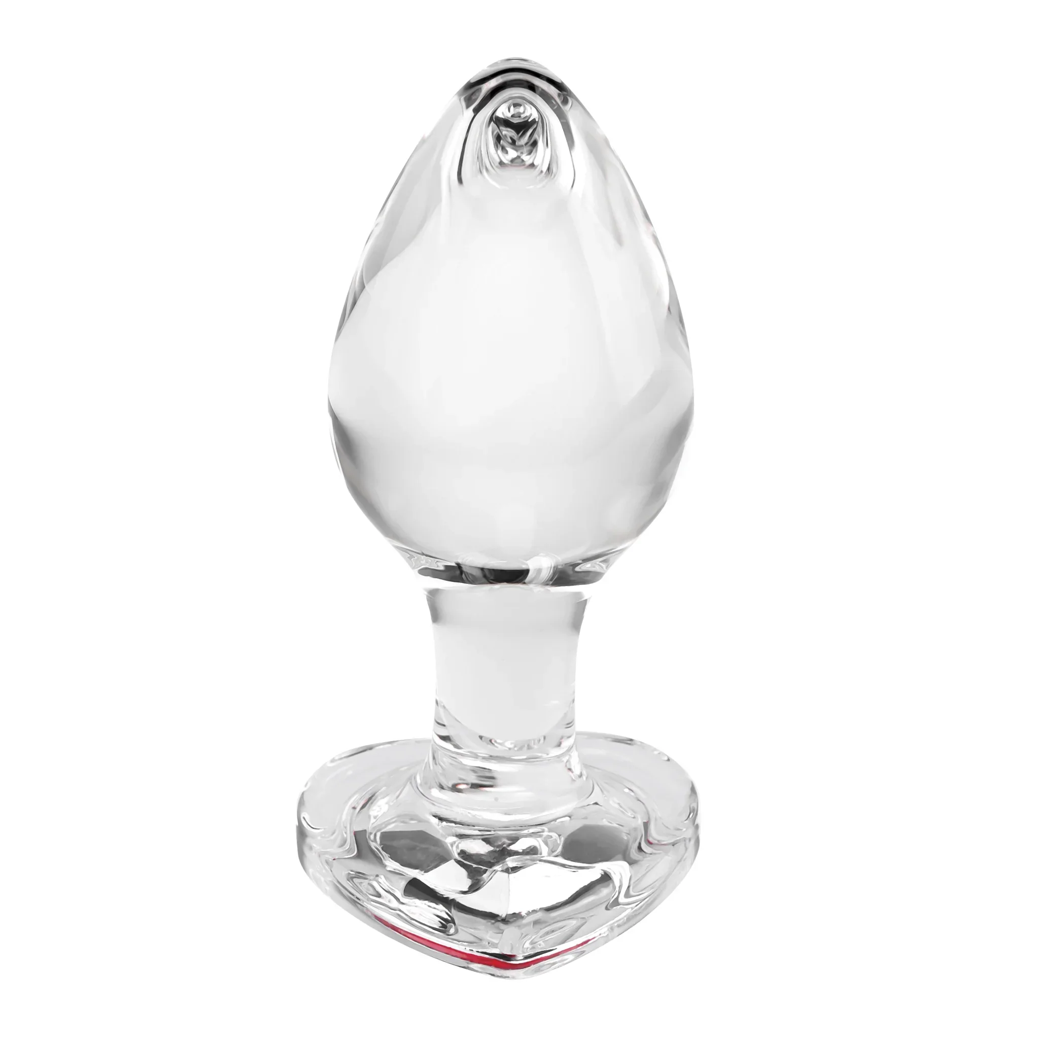 Adam & Eve Red Heart Gem Glass Anal Plug Medium - Image 6