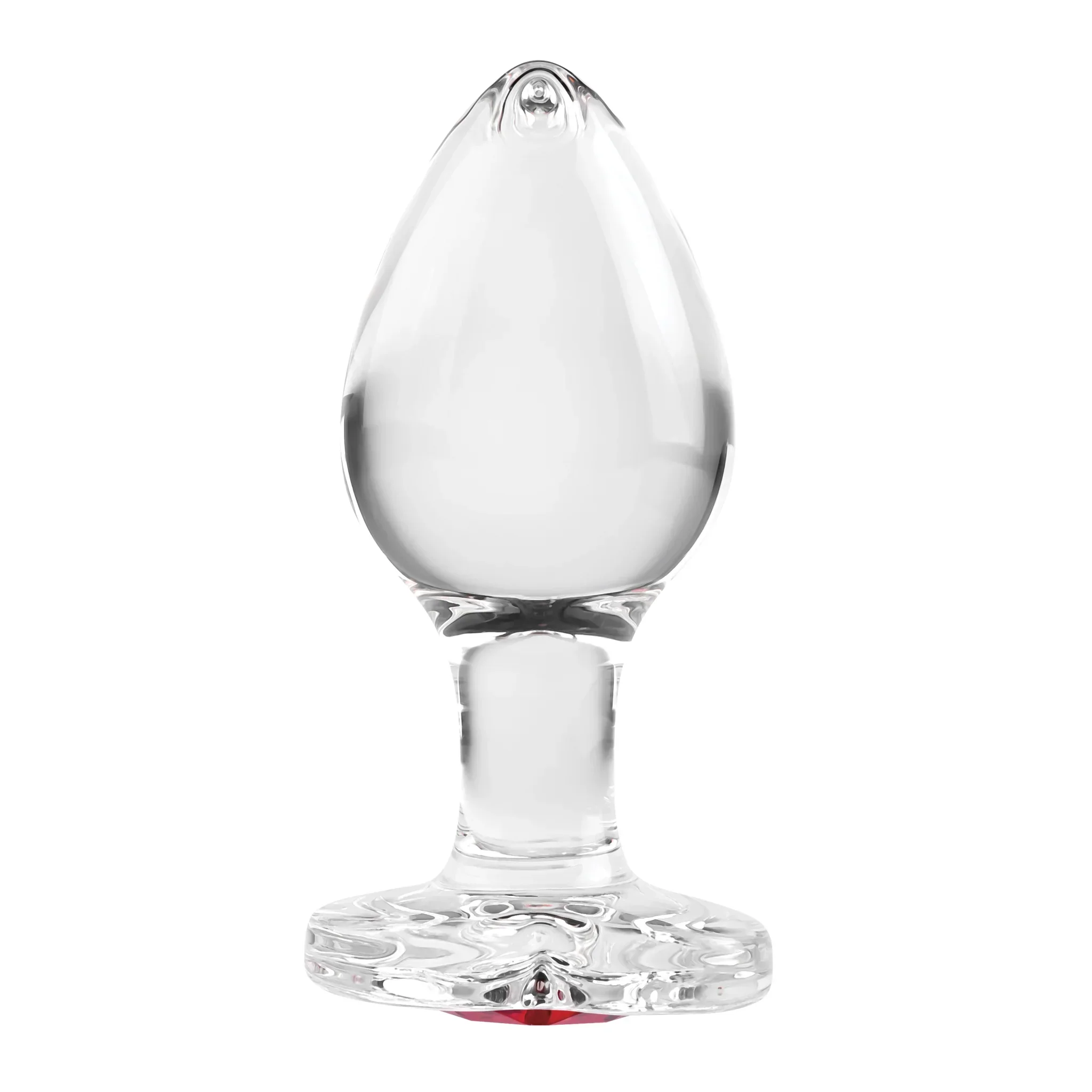 Adam & Eve Red Heart Gem Glass Anal Plug Medium - Image 7