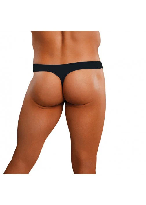 Male Power Satin Lycra Bong Thong Black S/M - Image 2