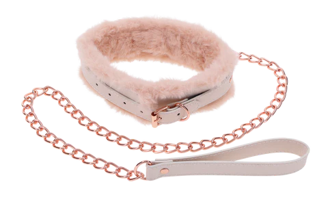 S&M Peaches ‘n Creame Fur Collar & Leash