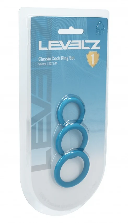 Level Classic Silicone Cock Ring Set of 3 Teal