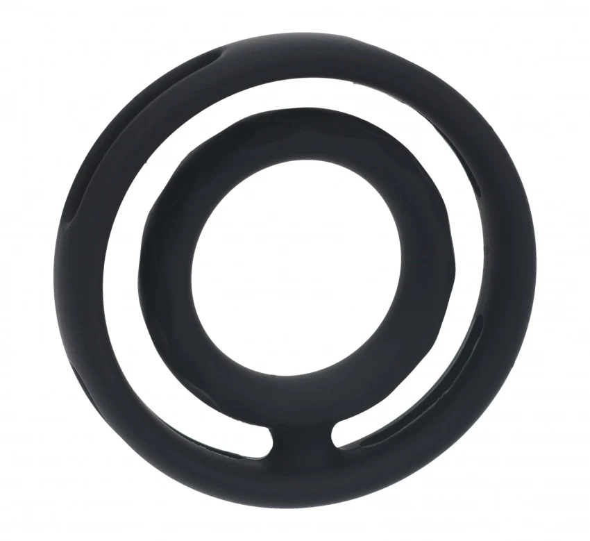 Levelz Classic Grooved Silicone Cock & Ball Ring Black - Image 2