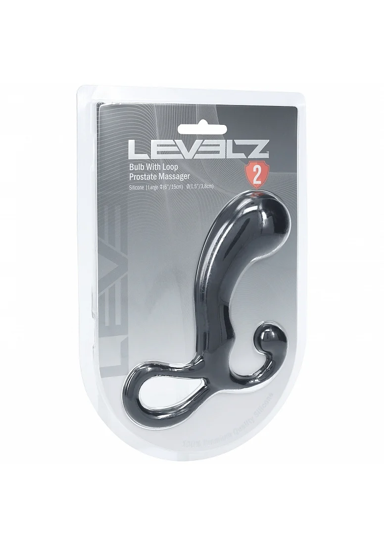 Levelz Bulb with Loop Silicone Prostate Massager Large Black