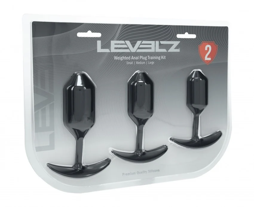 Levelz Silicone Weighted Anal Plug Training Kit Set Of 3 Black
