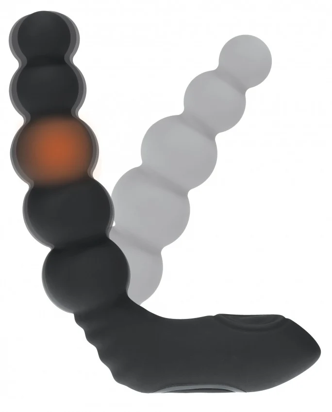 Levelz Vibrating Heating - Bendable Tapping Beaded Silicone Prostate Stimulator Black - Image 5
