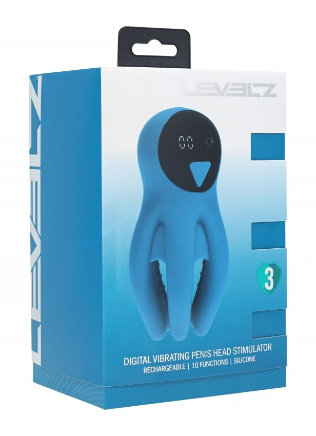 Levelz Digital Vibrating Silicone Penis Head Stimulator with Tentacles Teal