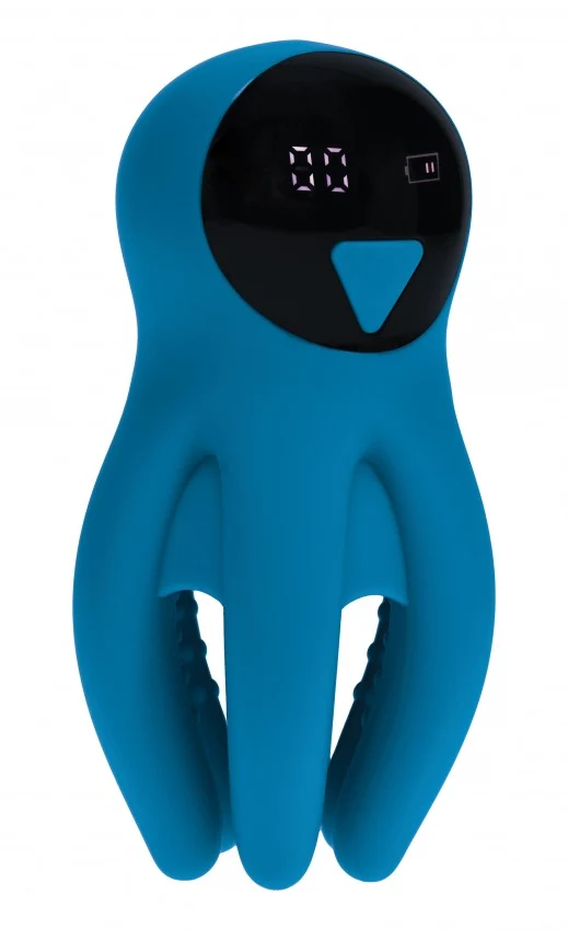 Levelz Digital Vibrating Silicone Penis Head Stimulator with Tentacles Teal - Image 2