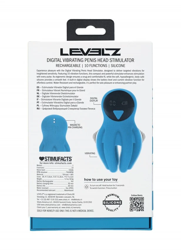 Levelz Digital Vibrating Silicone Penis Head Stimulator with Tentacles Teal - Image 3