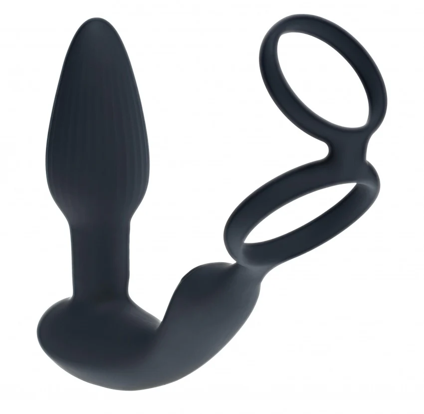 Levelz Dual Vibrating Remote Control & Rotating Beads Silicone Prostate Stimulator with Cock & Ball Rings - Image 3