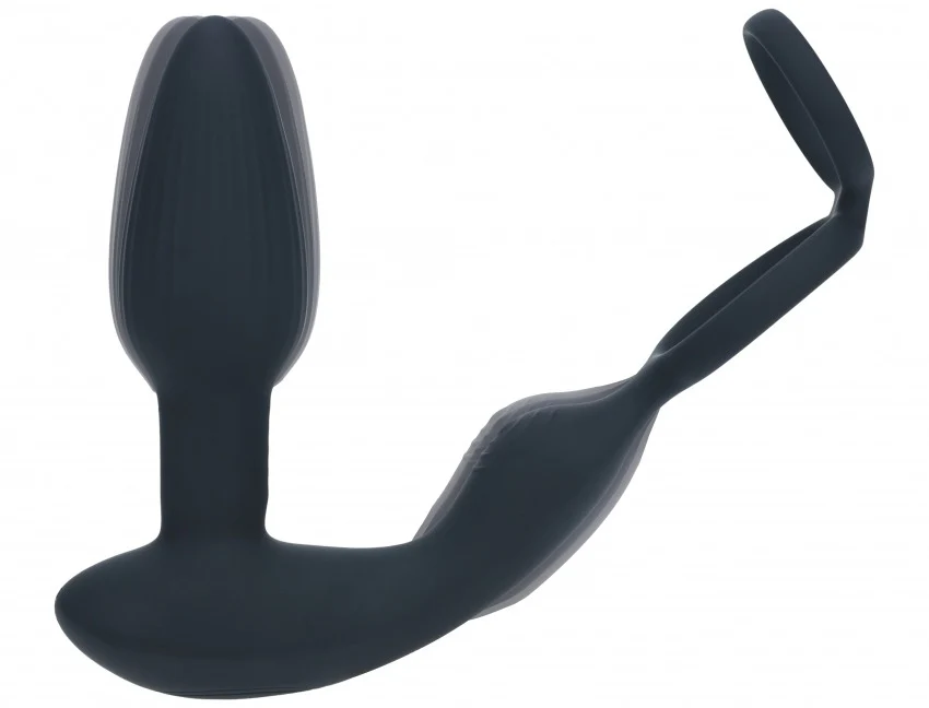 Levelz Dual Vibrating Remote Control & Rotating Beads Silicone Prostate Stimulator with Cock & Ball Rings - Image 4