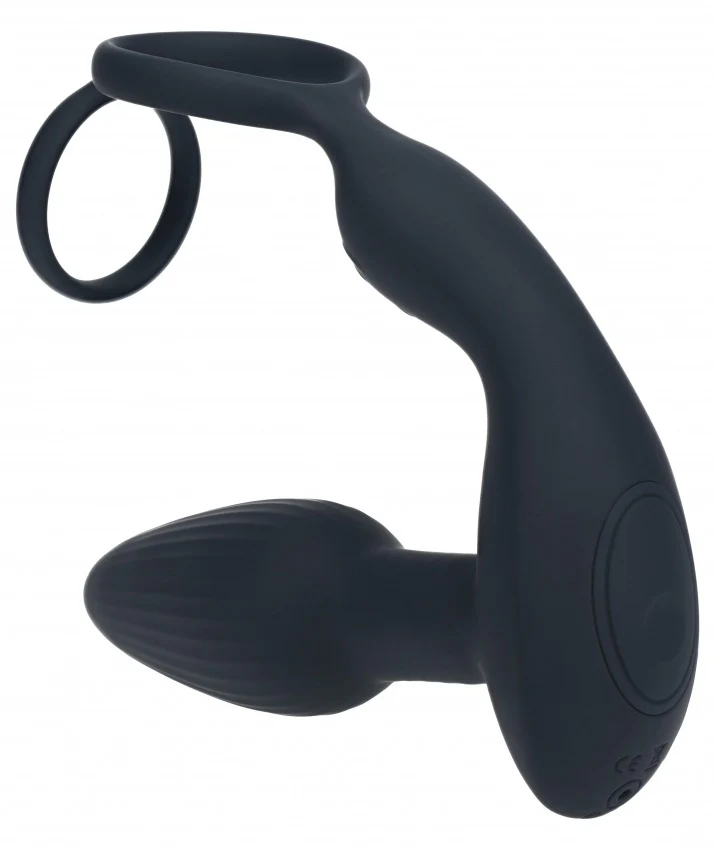 Levelz Dual Vibrating Remote Control & Rotating Beads Silicone Prostate Stimulator with Cock & Ball Rings - Image 5