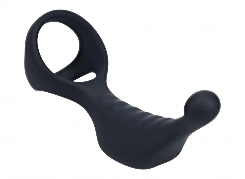 Levelz Vibrating Silicone Prostate Stimulator with Tri O Cock Ring Black - Image 3