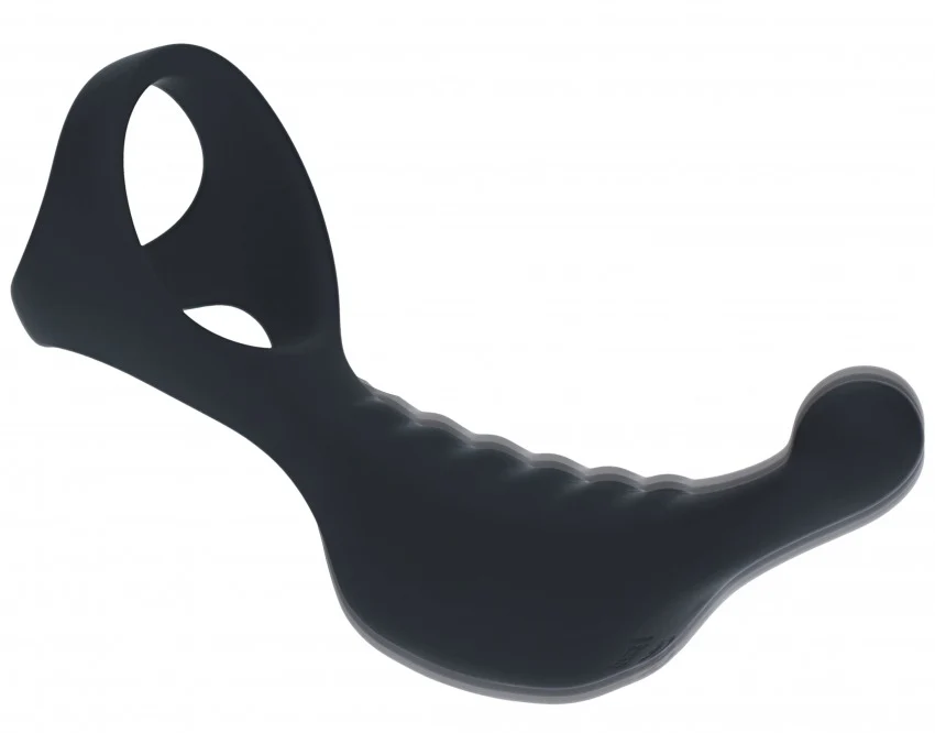 Levelz Vibrating Silicone Prostate Stimulator with Tri O Cock Ring Black - Image 4