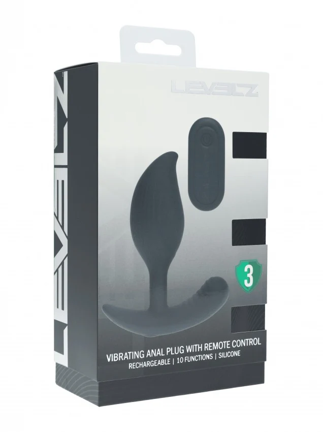 Levelz Remote Control Vibrating Liquid Silicone Anal Plug Black