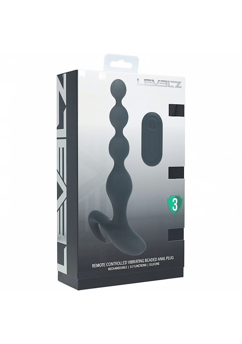 Levelz Remote Control Beaded Vibrating Silicone Anal Plug Black