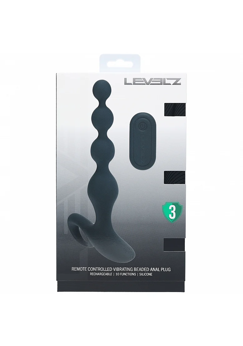 Levelz Remote Control Beaded Vibrating Silicone Anal Plug Black - Image 6