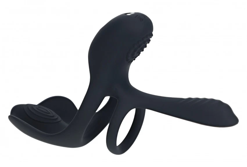 Levelz Triple Motor Vibrating Silicone Cock Ring Black - Image 2