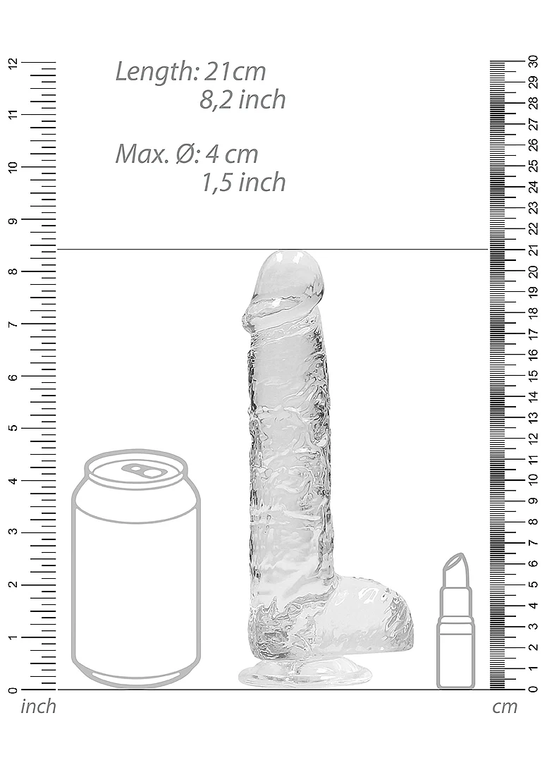 Realrock 8" Realistic Dildo With Balls Clear - Image 2