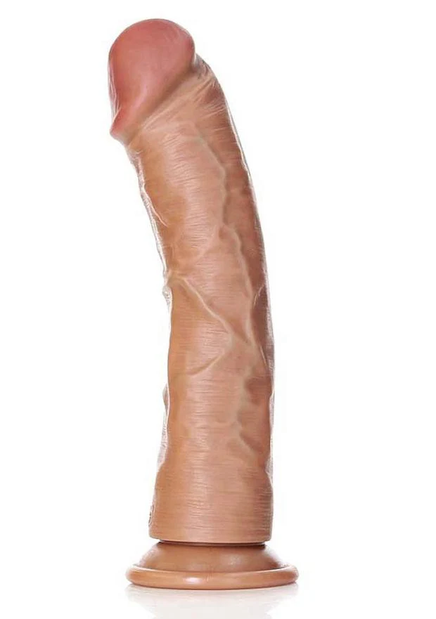 Realrock 9" Curved Dildo Tan - Image 4