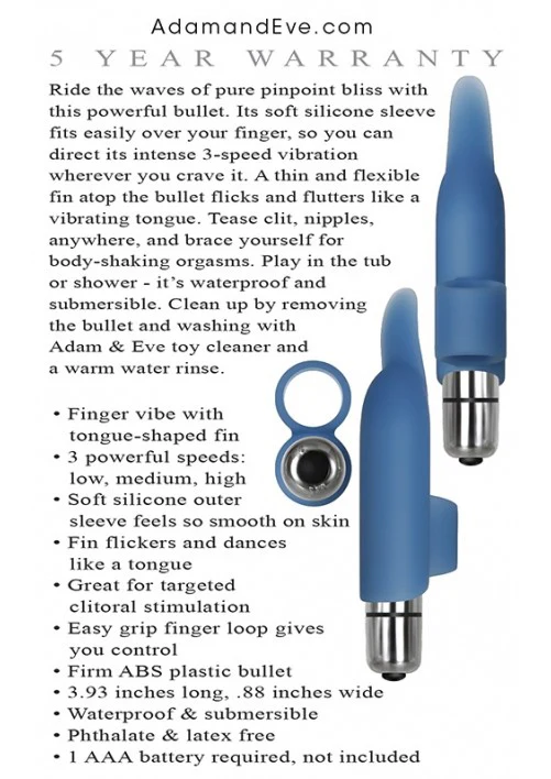 Adam & Eve Silicone Blue Dolphin Finger Vibe - Image 9