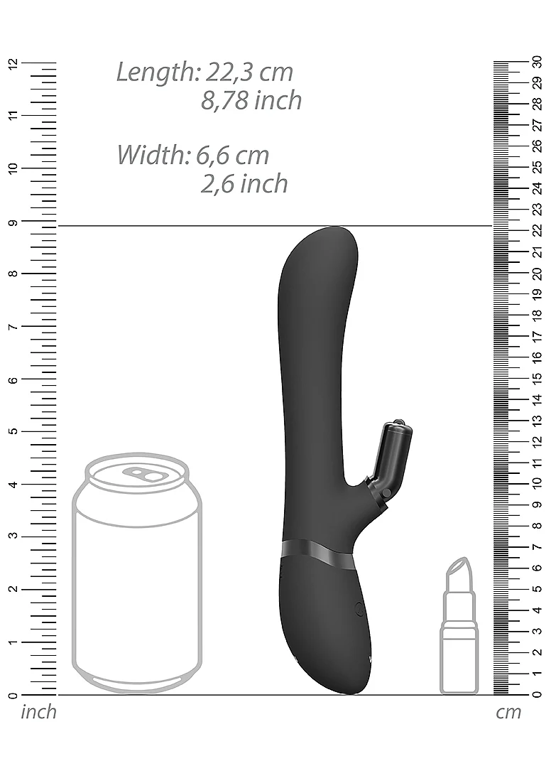 Vive Chou Rechargeable Vibrating Silicone Rabbit with Interchangeable Clitoral Sleeves - Black - Image 3