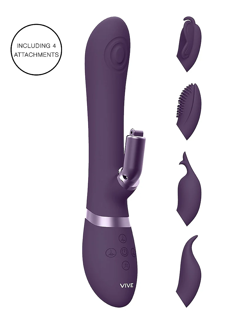 Vive Etsu Silicone Rabbit with Interchangeable Clitoral Sleeves - Purple - Image 2