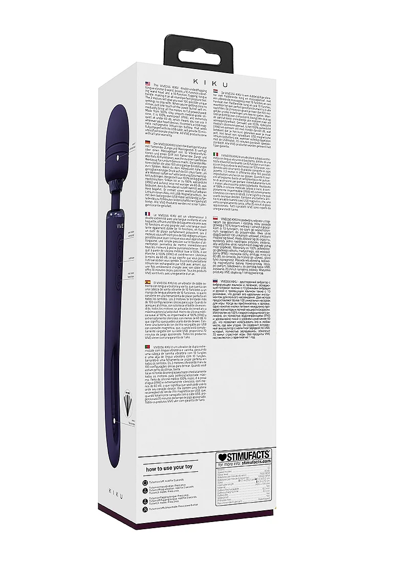Vive Kiku Double Wand with G-Spot Flapping - Purple - Image 5