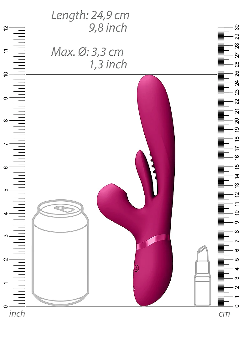 Vive Kura Thrusting G-Spot Flapper Pulse Wave Clit Stimulator - Pink - Image 4