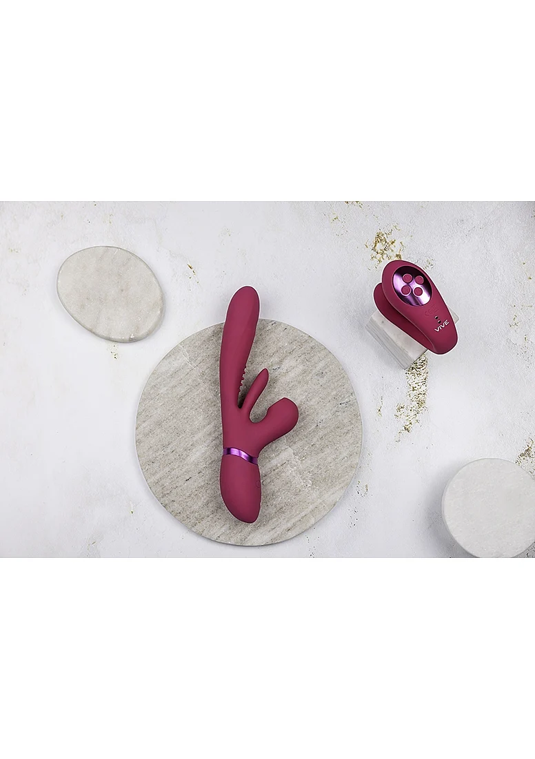 Vive Kura Thrusting G-Spot Flapper Pulse Wave Clit Stimulator - Pink - Image 5