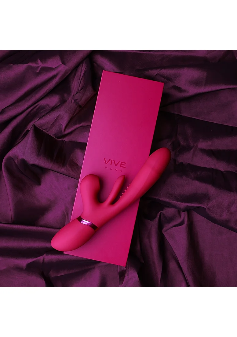 Vive Kura Thrusting G-Spot Flapper Pulse Wave Clit Stimulator - Pink - Image 7
