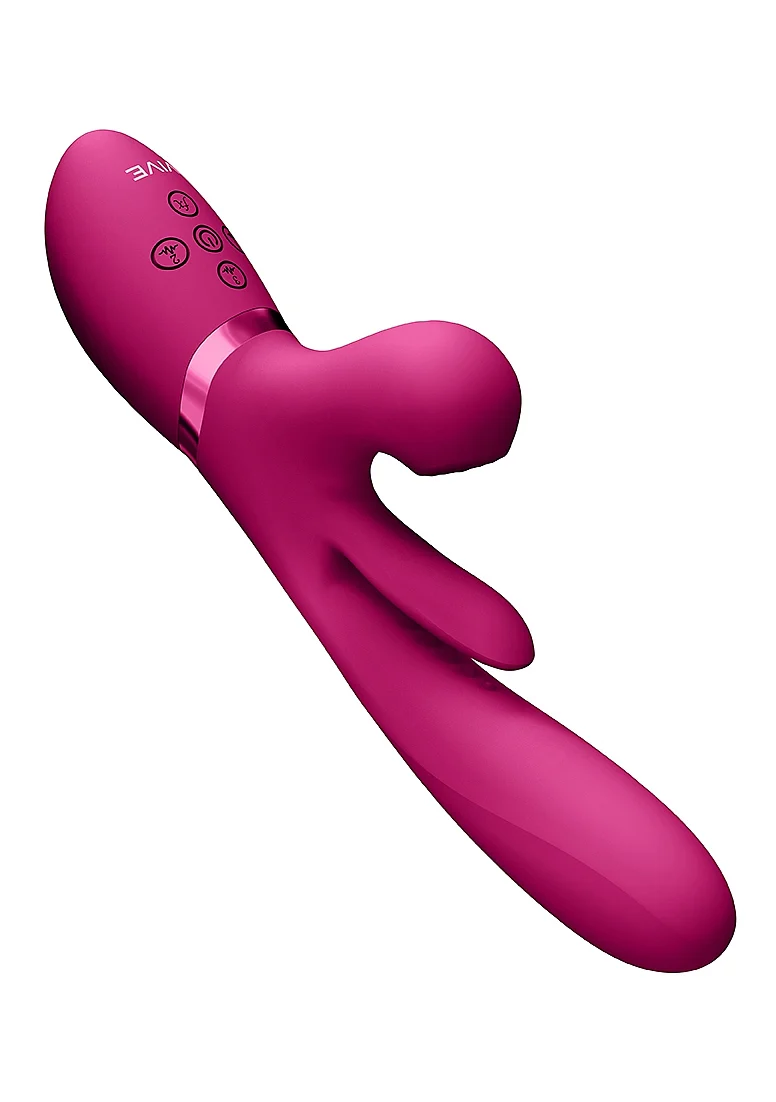 Vive Kura Thrusting G-Spot Flapper Pulse Wave Clit Stimulator - Pink - Image 9