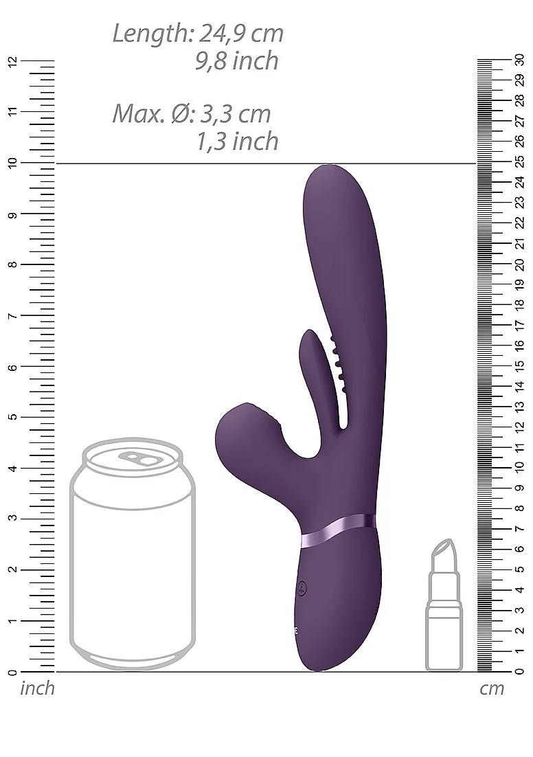 Vive Kura Thrusting G-Spot Flapper Pulse Wave Clit Stimulator - Purple - Image 4
