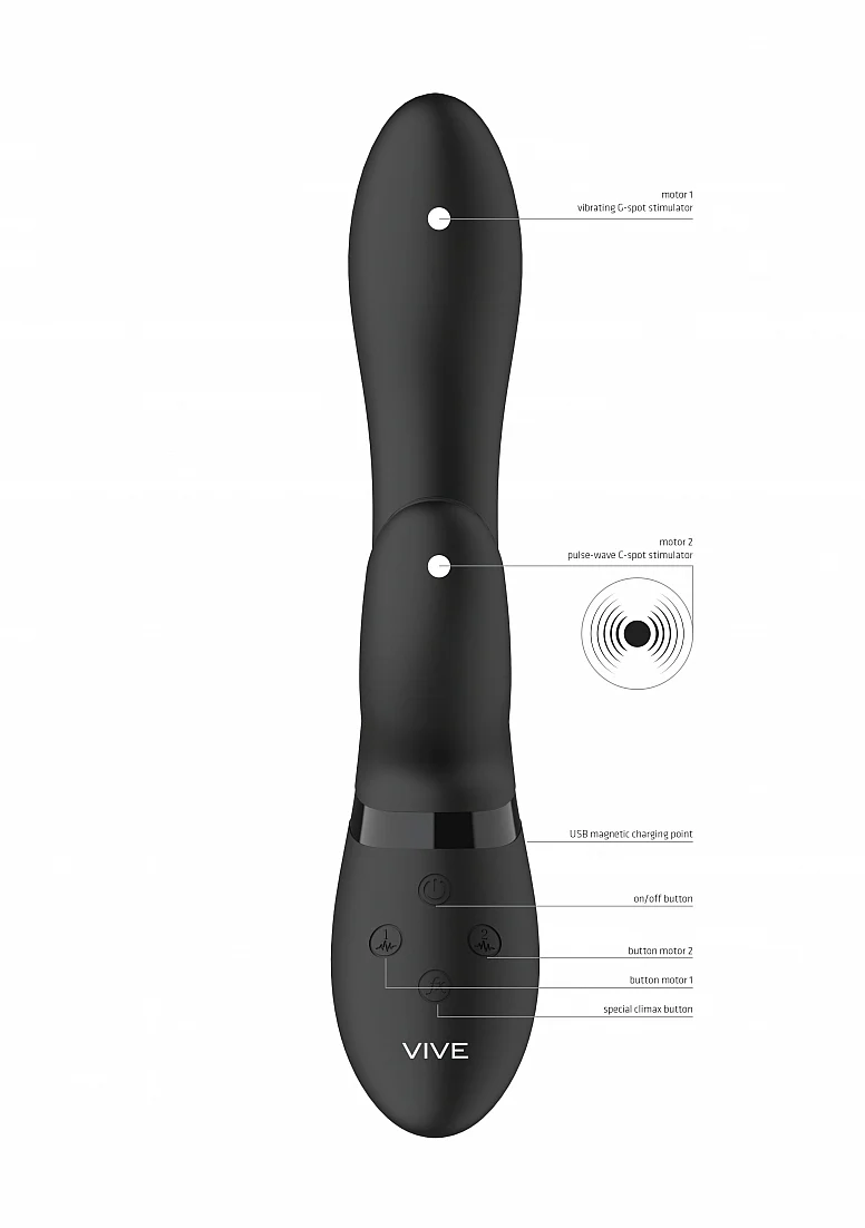 Vive Kyra Pulse-Wave Clitoral Rabbit Vibrator - Black - Image 3