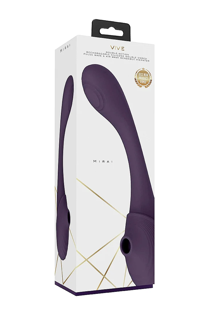 Vive Mirai Double-Ended Pulse Wave & Air Wave Bendable Vibrator - Purple