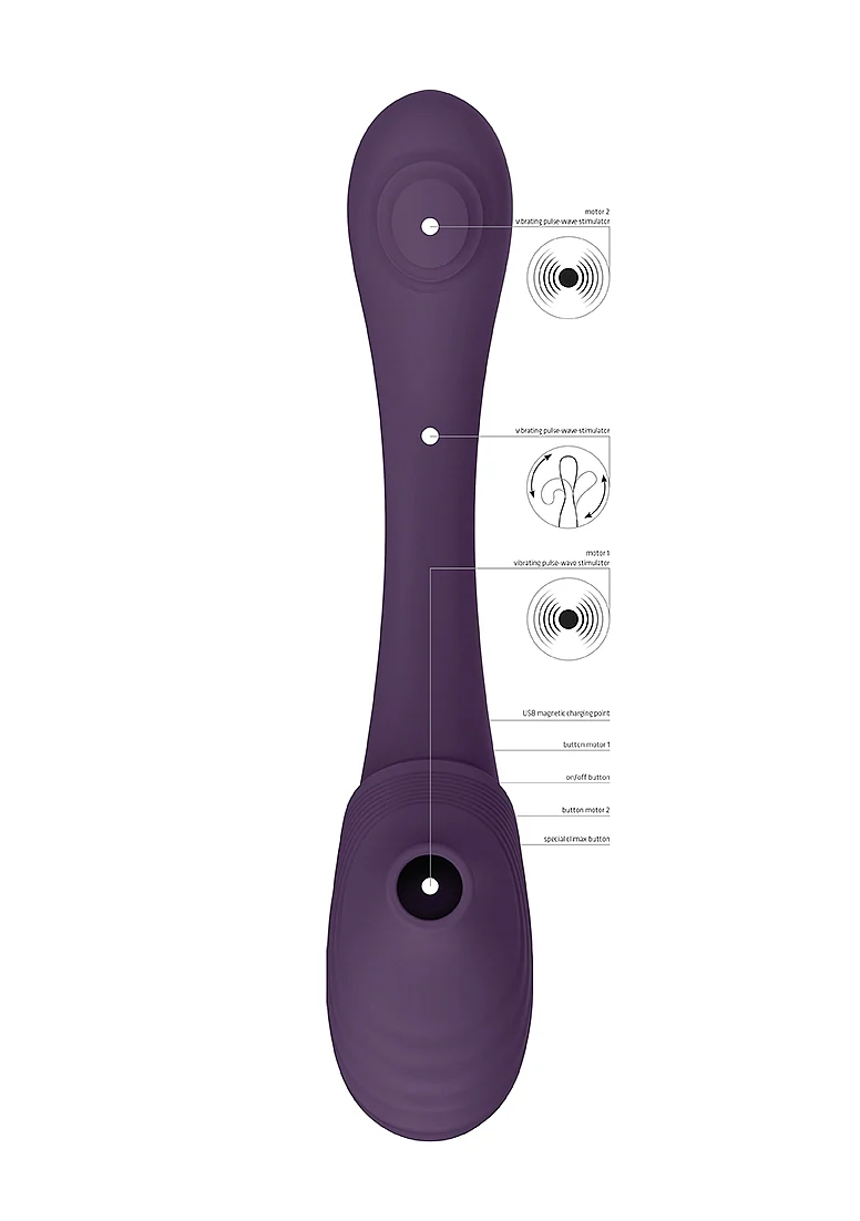 Vive Mirai Double-Ended Pulse Wave & Air Wave Bendable Vibrator - Purple - Image 5