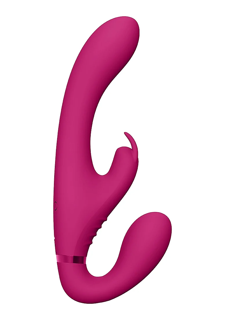 Vive Satu Vibrating Triple Motor Silicone Strapless Strapon - Pink - Image 4
