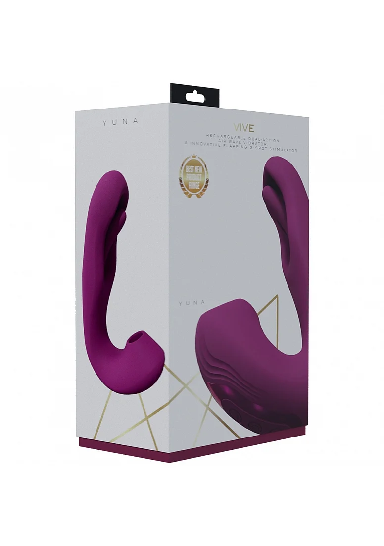 Vive Yuna Dual Motor Airwave Vibrator with G-Spot Flapping Stimulator - Pink