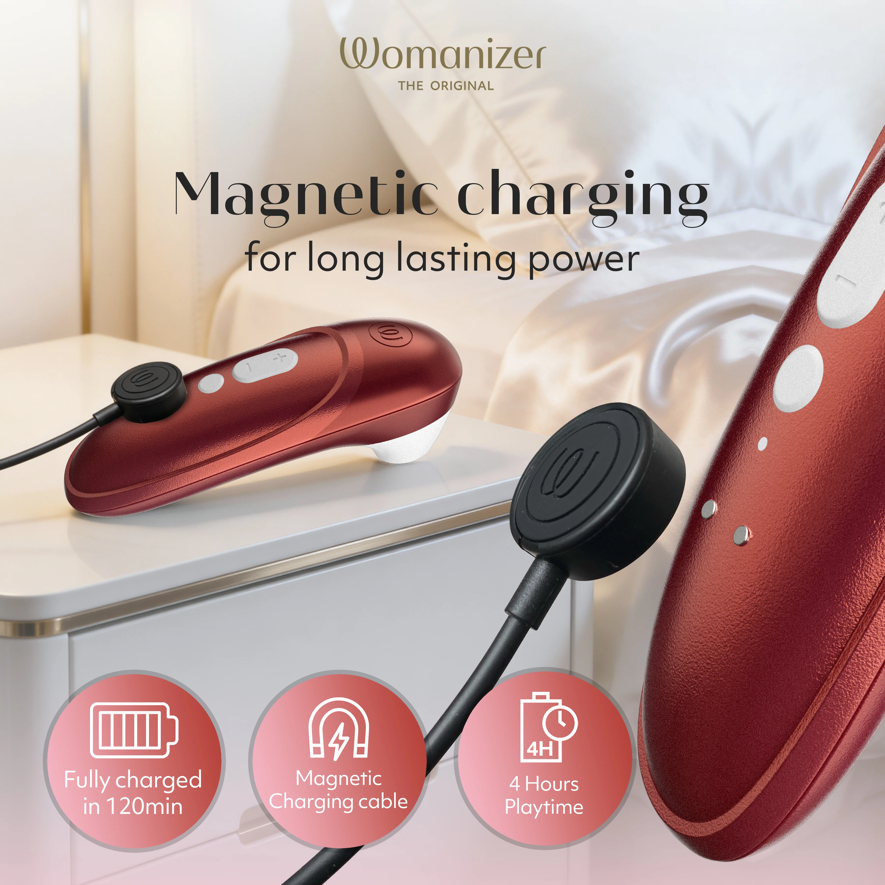 Womanizer Pro Pleasure Air Clitoral Suction Stimulator Bordeaux Red - Image 8