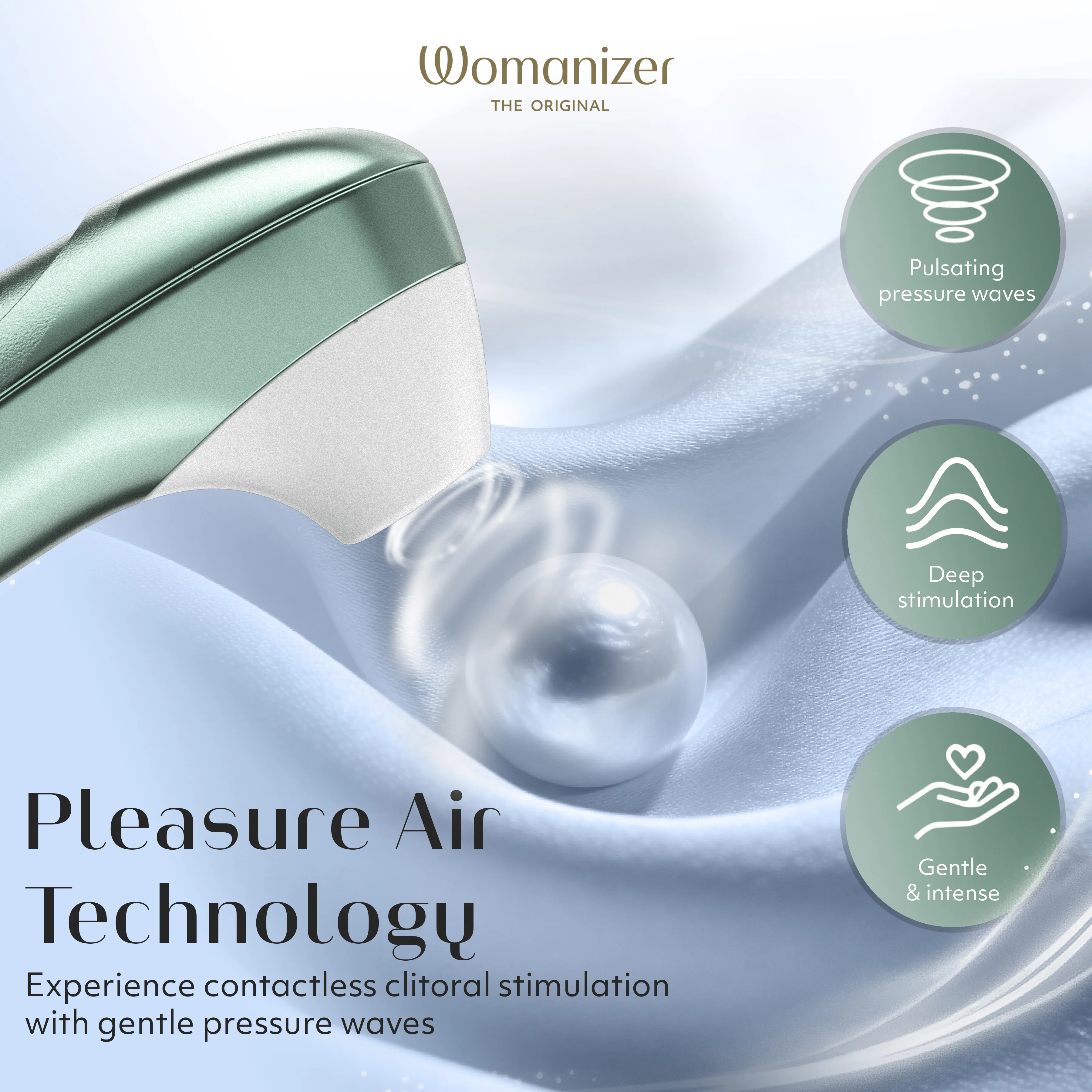 Womanizer Pro Pleasure Air Clitoral Suction Stimulator Sage Green - Image 5