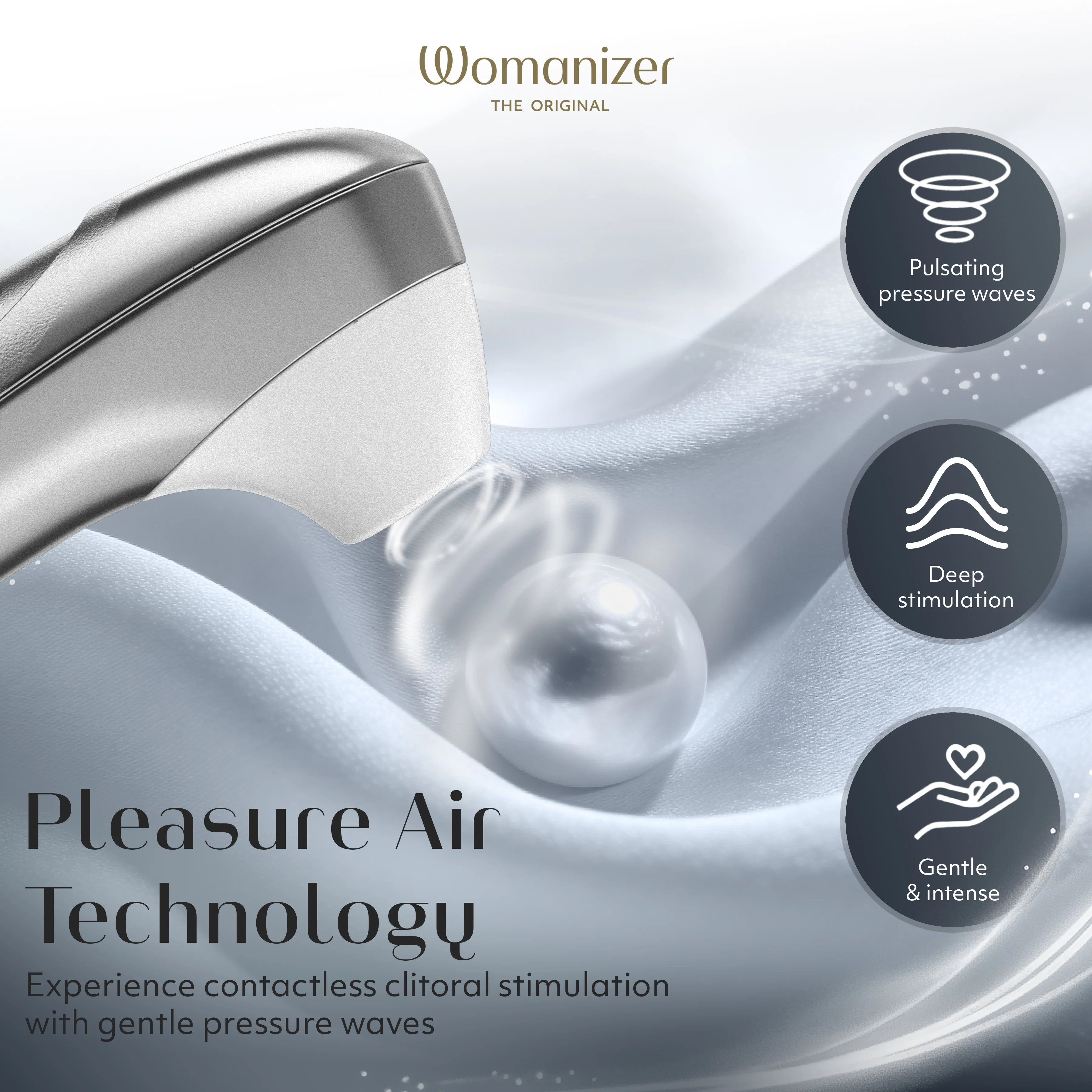 Womanizer Pro Pleasure Air Clitoral Suction Stimulator Silver - Image 5