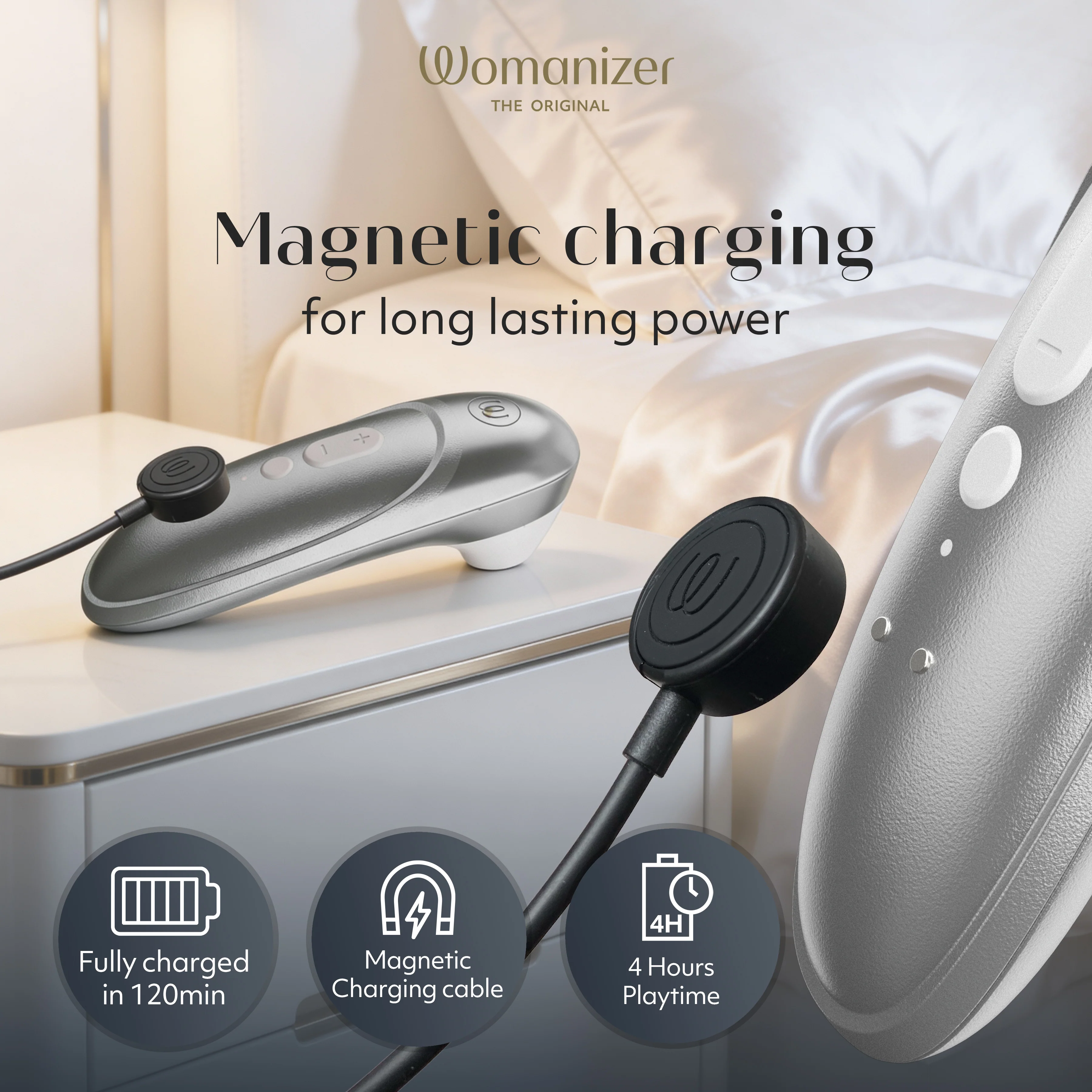 Womanizer Pro Pleasure Air Clitoral Suction Stimulator Silver - Image 8